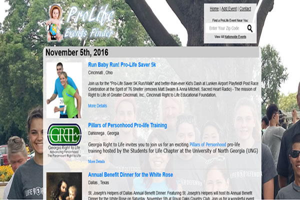 Prolife Events Finder